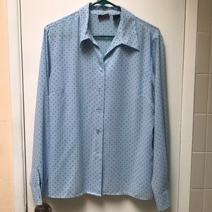Light blue blouse with polka dots